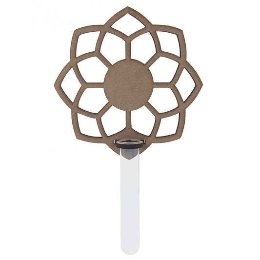 Mandala-Inspired Wooden Wall Vase – Minimalist Glass Tube Holder for Floral Display